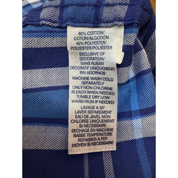 Chaps Plaid Button Down Shirt XL Blue Long Sleeve Cotton Blend Casual Preppy - Picture 6 of 7